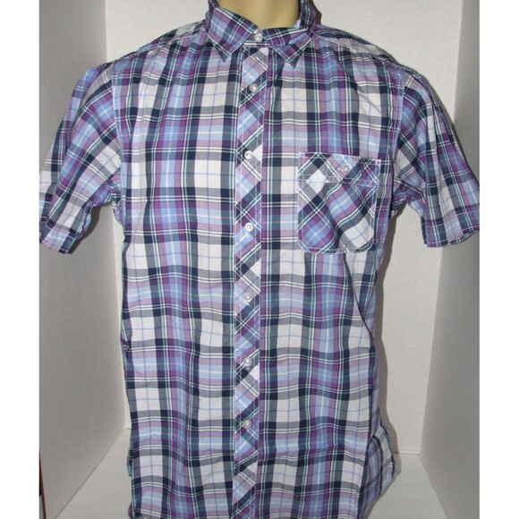 Daniel Cremieux Plaid Purple Short Sleeve Shirt Size L New - Picture 1 of 2